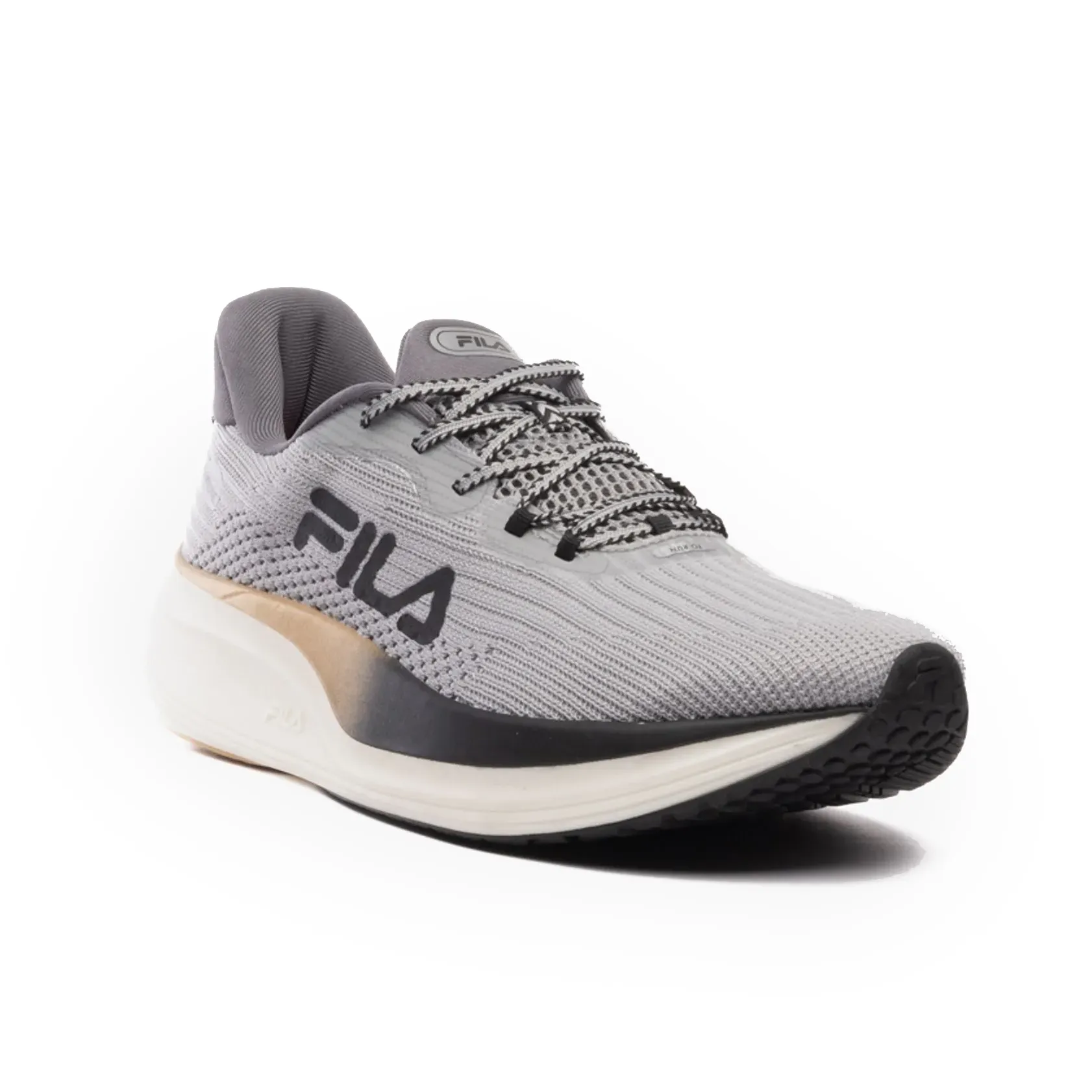 Tênis masculino Fila Racer Speedzone cinza para treino visto em ângulo